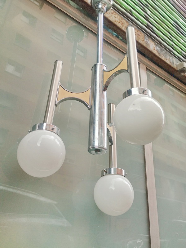 lampara techo 3esferas cristal o13 inox e27 alt 94 o43 3u